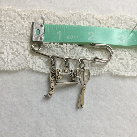 Seamstress Sewing Charm Brooch - Picture 2 of 10